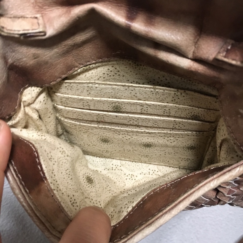 Neutral brown woven hobo crossbody